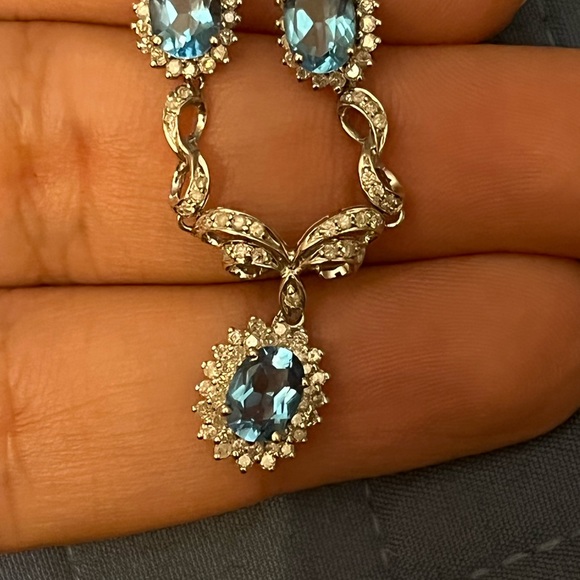 SOLD  topaz and diamond necklace 14kt - Picture 8 of 8